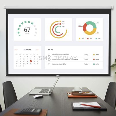 गुणवत्ता ऑटो लॉक के साथ मैनुअल प्रोजेक्टर स्क्रीन नीचे खींचो 16:9 120 इंच कारखाना