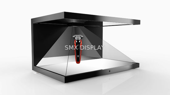 गुणवत्ता 3 पक्ष 270 डिग्री होलोग्राफिक पिरामिड डिस्प्ले शोकेस 22 इंच छोटा आकार कारखाना