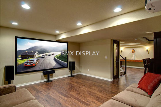 गुणवत्ता होम थिएटर के लिए 150 इंच के मखमल से ढके फिक्स्ड फ्रेम 4K ध्वनिक प्रोजेक्टर स्क्रीन कारखाना