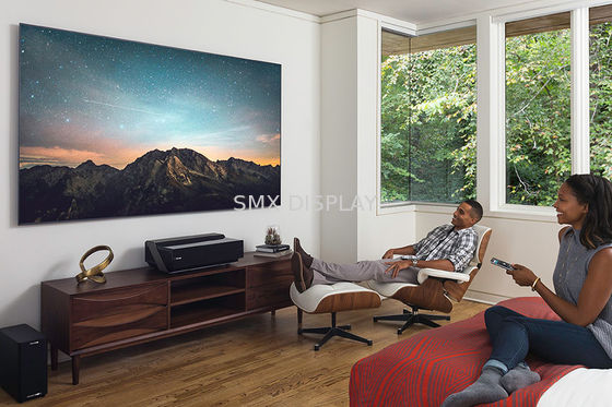 गुणवत्ता संकीर्ण एज फिक्स्ड फ्रेम प्रोजेक्शन स्क्रीन, होम थिएटर प्रक्षेपण स्क्रीन तोता फेंको कारखाना