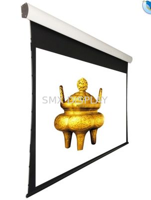 गुणवत्ता 150 '' tensioned छत का अवकाश Motorized प्रोजेक्शन स्क्रीन रिमोट कंट्रोल के साथ कारखाना