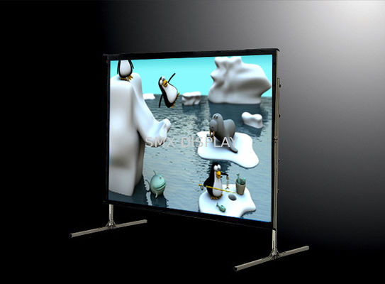 गुणवत्ता 200 "मोर्चा सफेद / ग्रे रियर सामग्री के साथ पोर्टेबल मोबाइल प्रोजेक्टर स्क्रीन फास्ट मोड़ो स्क्रीन कारखाना