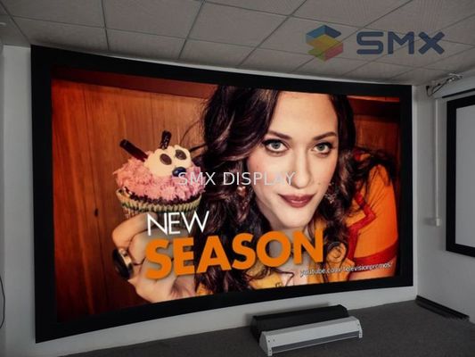 गुणवत्ता स्वनिर्धारित बड़ी घुमावदार प्रोजेक्शन स्क्रीन 120 काली मखमली सीमा के साथ इंच कारखाना