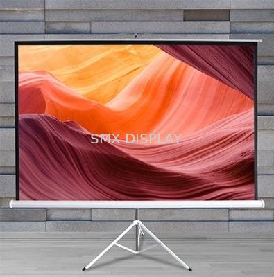 गुणवत्ता शीसे रेशा प्रोजेक्टर स्क्रीन 84 "फर्श स्टैंड आउटडोर के लिए वापस लेने योग्य खींचो: कारखाना