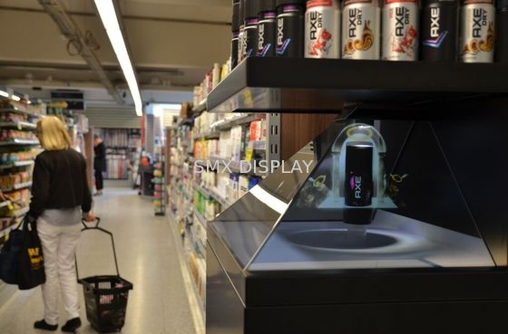 गुणवत्ता विज्ञापन के लिए 270 डिग्री 22 इंच 3 डी होलोग्राफिक प्रोजेक्शन पिरामिड डिस्प्ले: कारखाना